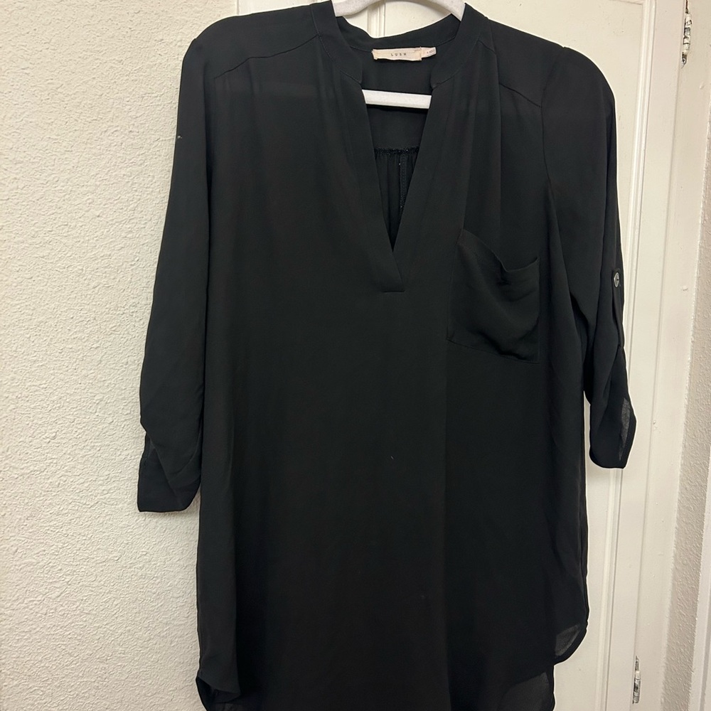 Bundle Lush Tunic Sheer Size Small black white Blouse Business Casual Work Wear - Picture 8 of 14
